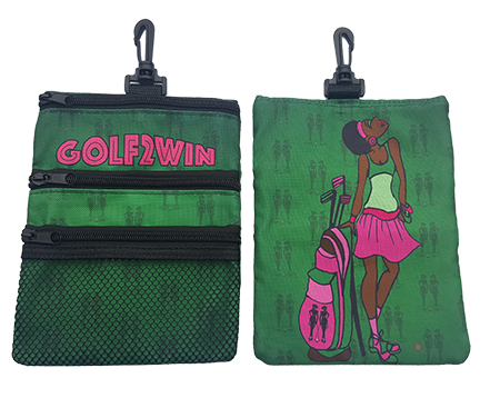 Pink Green Lady with Golf Bag